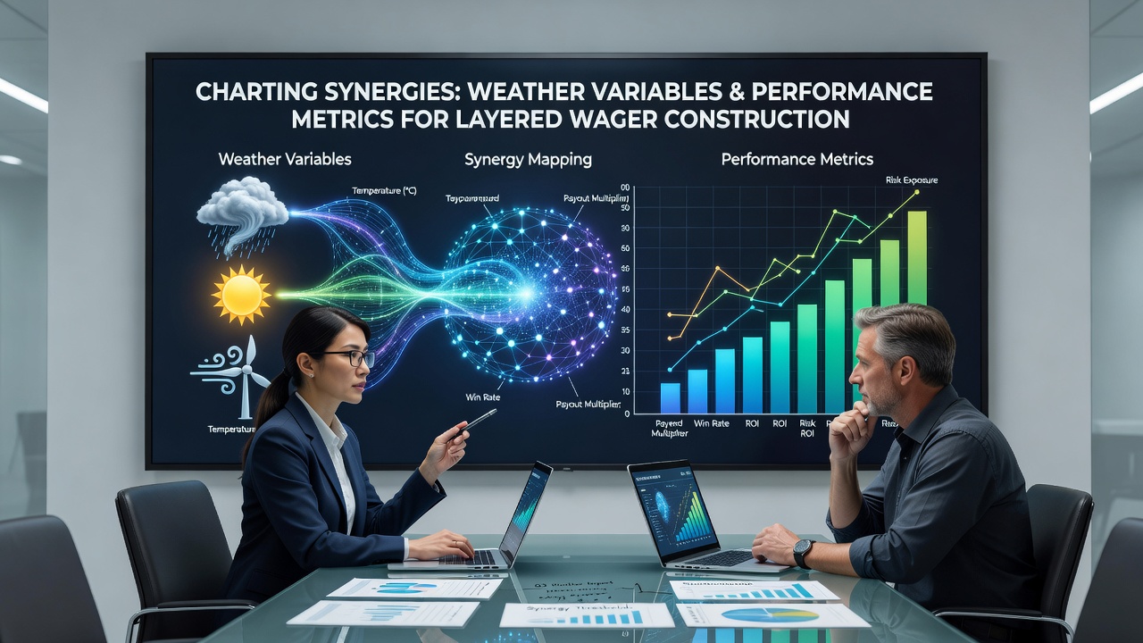 Infographic illustrating layered wager construction using weather-performance correlations in multiple sports
