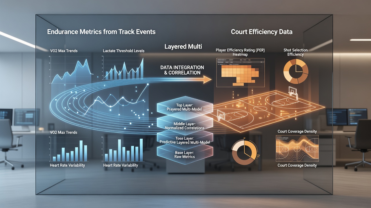 Data visualization charts displaying endurance split times next to tennis rally efficiency graphs used in sports analytics