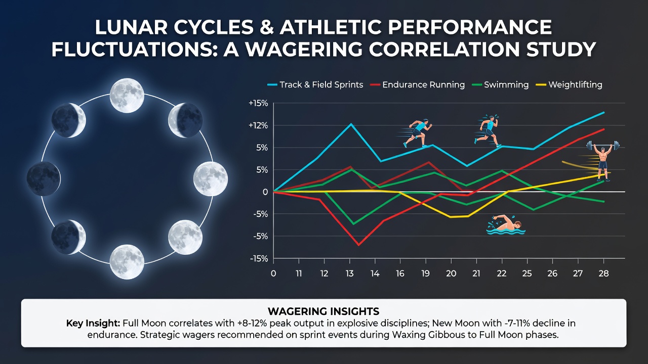 Sports betting interface displaying lunar cycle charts overlaid on athletic performance graphs for multiple disciplines