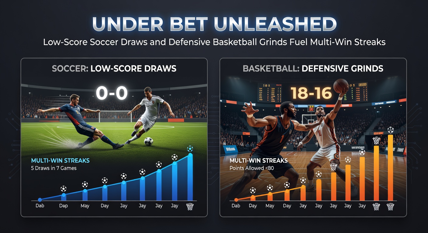 NBA players in a intense defensive stance during a low-scoring grind, with scoreboard showing under 200 total points